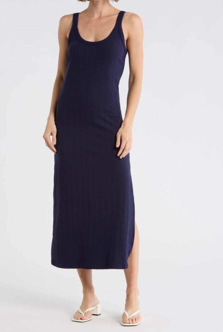 Vitamin A Midnight Navy West Rib Tank Midi Dress (M)